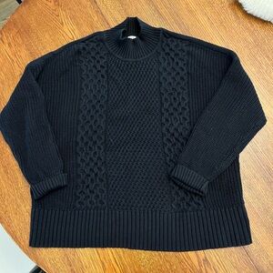 Gap Black Mock Neck Sweater. Cable knit/Shaker knit combo. Size Large.